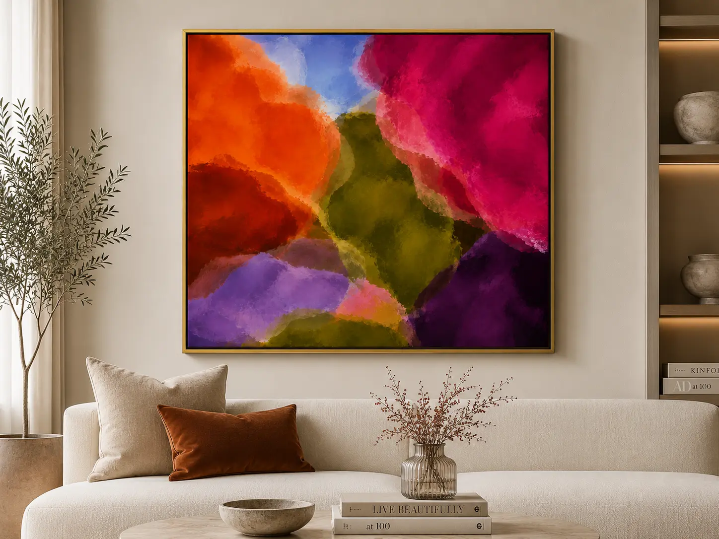 Colorful Abstract Wall Art Matte Poster Vibrant Pink Orange Purple Green Modern Art Print Dopamine Decor Maximalist Statement Wall Decor for Living Room Bedroom (Poster)