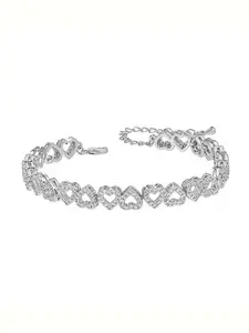 Elegant Heart-Shaped Roman Tennis Bracelet for Women, Cubic Zirconia Birthstone Jewelry, Perfect Gift for Weddings and Parties