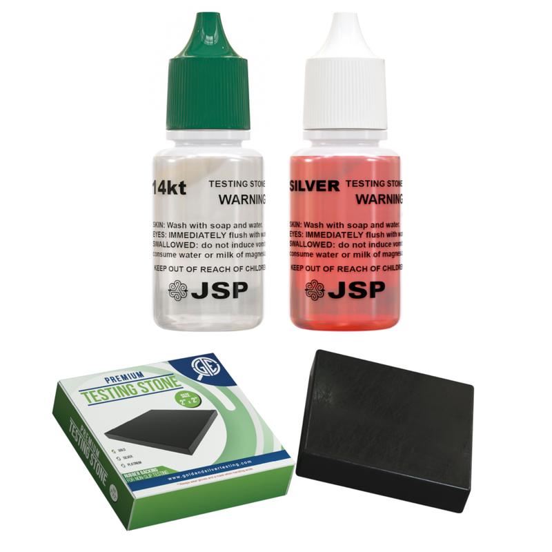 JSP & GTE Gold/Silver Test Acid Tester Kit 14k .999 .925 Sterling Testing Stone Detect Easy to Use for Jewelry Scrap Bars Coins