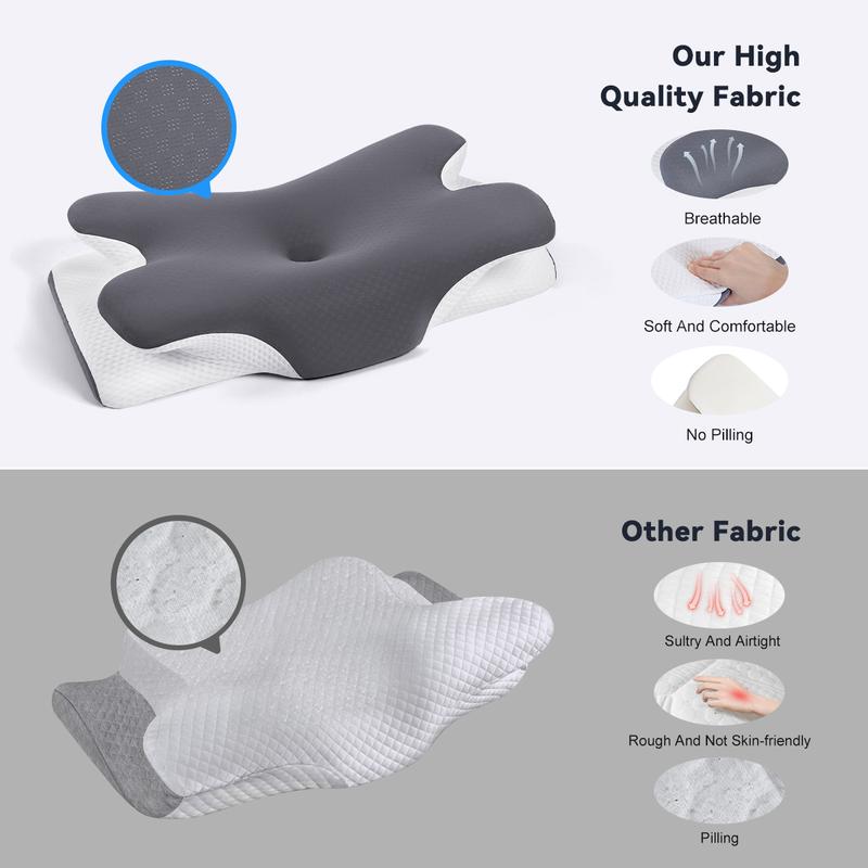 VIPfree Cooling Soft Neck Pillows, Ergonomic Memory Foam Cervical Pillows, Cervical Support & Relieves neck & Relief shoulder pain, Mother's Day Gift