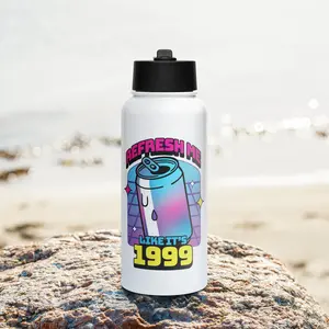 "Refresh Me Like Its 1999" Stainless Steel Water Bottle with a Straw Lid