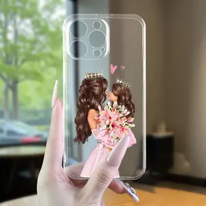 Phone Case: Simple, Stylish, and Creative Mother-daughter Pattern  Trendy Transparent Drop-proof Phone Case with a Comfortable Grip for iPhone