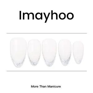 Imayhoo Handmade Acrylic,Press on nails Almond Short nail French nail White(10pcs)OMDXX025-Nail Art,Nail Care short  fake