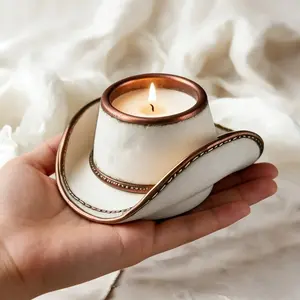 Resin Mold 3D Cowboy Hat Shaped Candle Holder Silicone Mold, for DIY Candle Making, Crafts & Western Home Decor, Ideal for Christmas, Thanksgiving, Father's Day & Housewarming