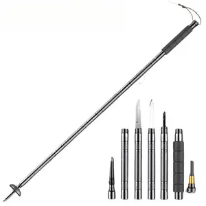 Trekking Pole Folding Multi-Functional Outdoor Hiking Self-Defense Stick Mountain Camping Gear Set Walking Stick Screwdriver