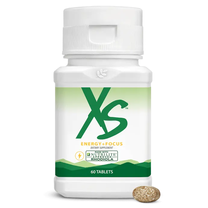 Amway XS Energy + Focus Dietary Supplement | 60 Tablets | Green Tea Extract & Rhodiola Rosea | Green Tea Extract | Rhodiola Rosea | XS Formula | 60 Tablets | Botanical Ingredients | Original XS Product | Tablet Formula for Adults | Plant Extracts Formula.
