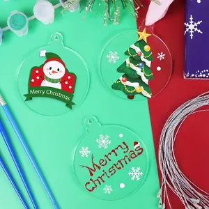 20pcs 3 Inch Clear Blank Acrylic Christmas Ornaments Unfinished Round Acrylic Christmas Ornaments For DIY Craft Hanging Ornaments For Christmas Tree Decoration Xmas Day Home Party Decorations