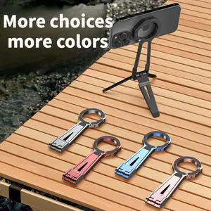 [Gift a magnetic attachable light source]Magnetic Foldable Phone Tripod Stand, 3-in-1 Portable Cell Phone Holder with Strong Magnet for iPhone, Vlogging, Travel, Photography