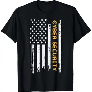 US Flag Cyber Security IT Cybersecurity Patriotic Men Women T-Shirt Graphic tees
