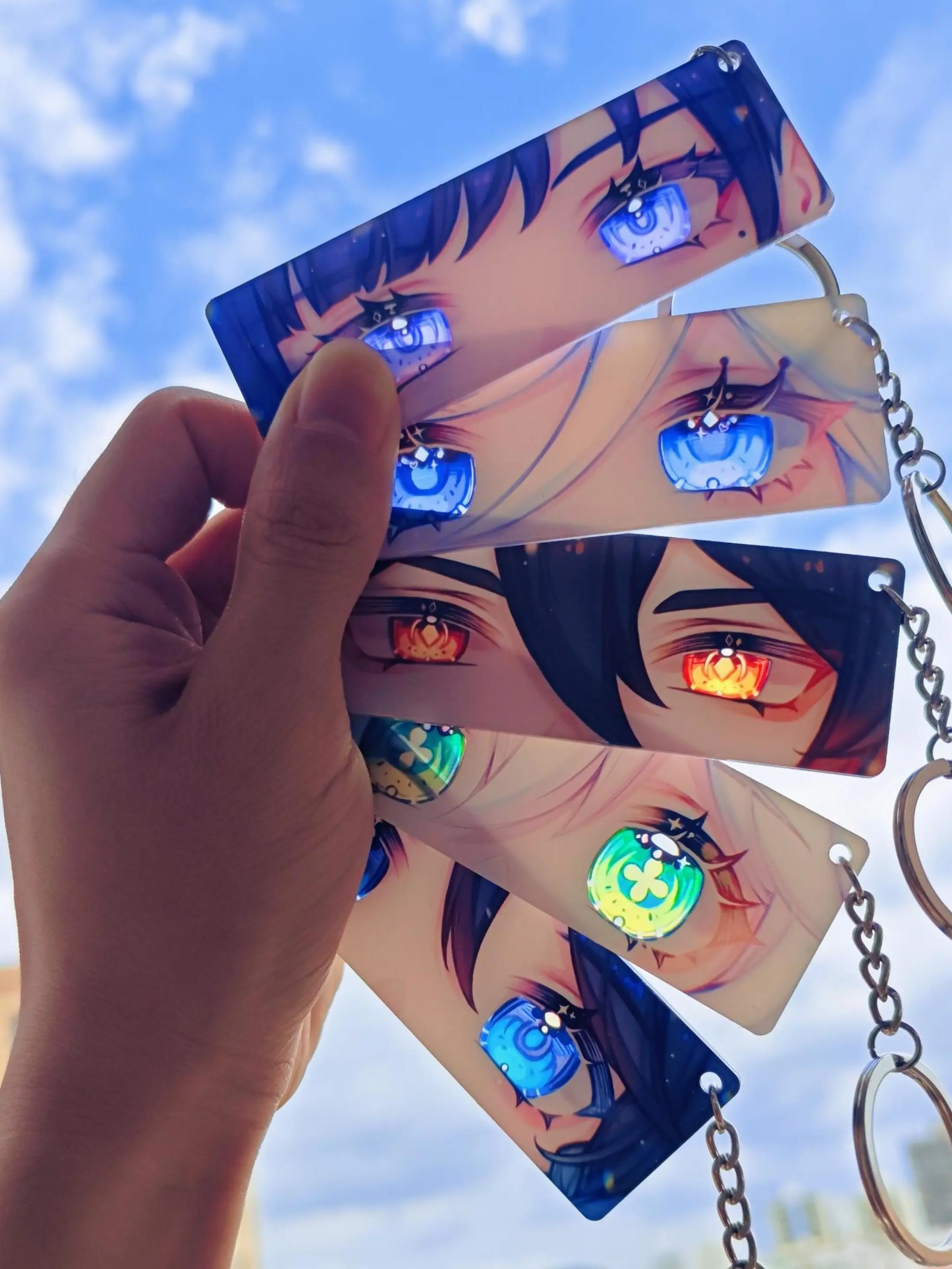 Genshin Impact Anime Game Cartoon Stylish Keychain, Dual-Layer Acrylic, Unique Craftsmanship, Glows in Sunlight, Perfect for Fans, Gift Idea, Keychain Charm