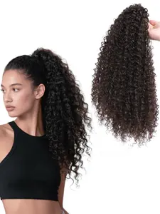 Drawstring Curly Hair Ponytail Wig, Synthetic Wavy Hair, Adjustable Easy-To-Use Clip-In Hair Extension, Perfect for Casual Wear and Parties
