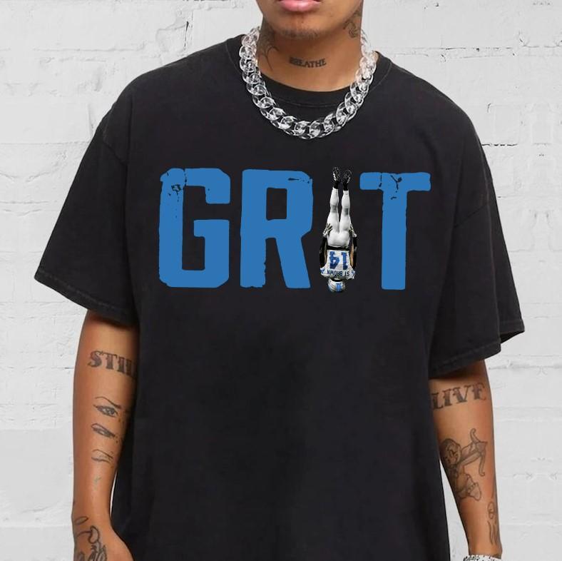 GRIT Amon-Ra St Brown #Detroit Football Crewneck, Game #Day Shirt, Vintage Football Tee, Fan Apparel Gift for Men Women Sweatshirt, #Hoodie, Comfort Colors