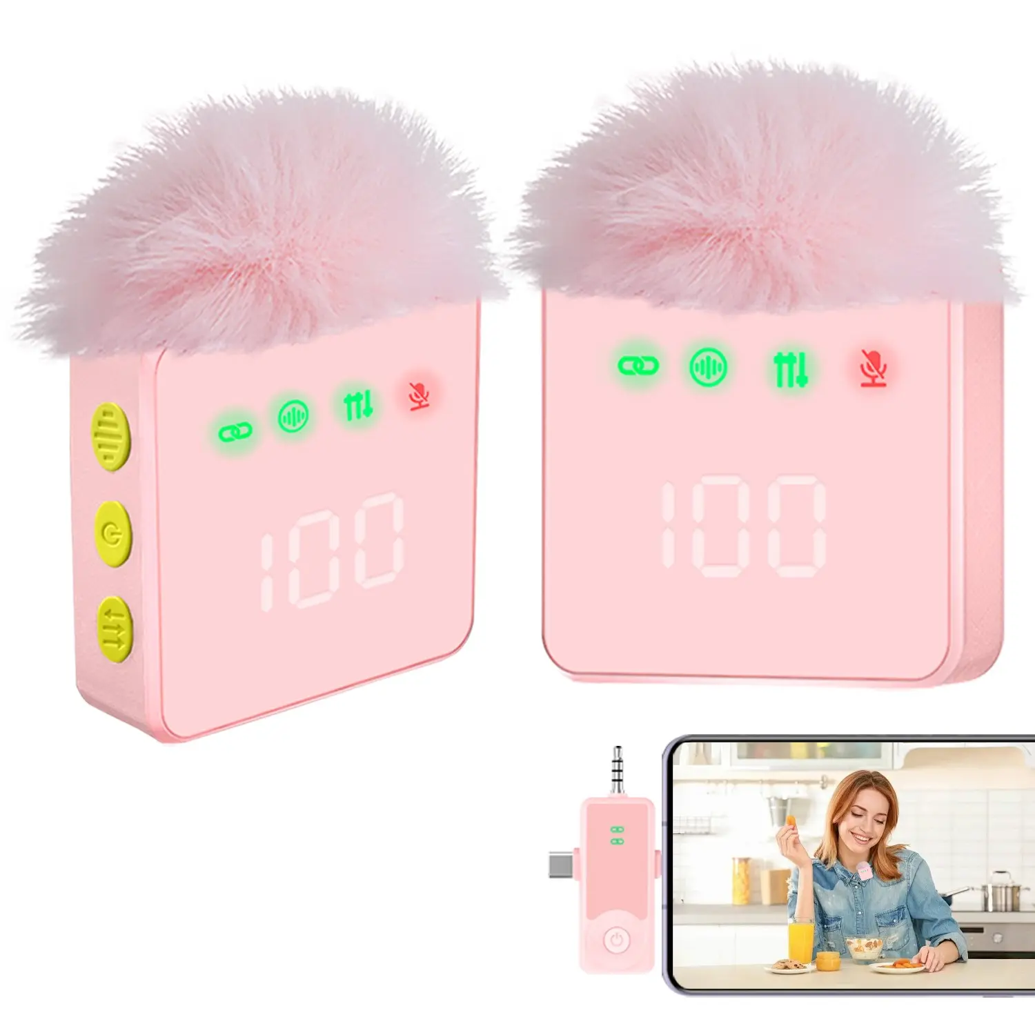 Lavalier Mic for iPhone, Wireless Vlogging Mic, Clip-On Lavalier Microphone, Bluetooth-compatible Audio Recorder, Ideal for Podcasts and Videos