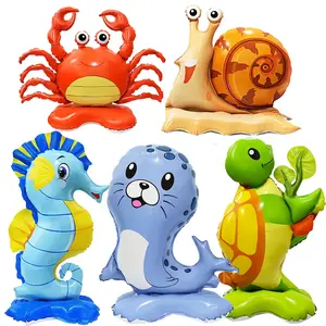 Under The Sea Animal Balloon Standing Seal Crab Seahorse Snail Turtle Balloon Mini Sea Animal Balloon Under The Sea Party Decor