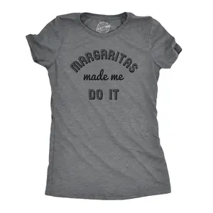Margaritas Made Me Do It Funny Drinking Mardi Gras T Shirt for Woman Funny Womens T Shirts Cute Vintage Fashion Casual Ladies T-Shirt Gift Cinco De Mayo Tops for Women Funny Drinking Top Women's Novelty Tees Dark Grey