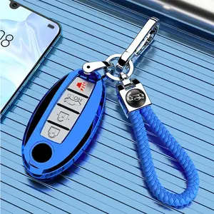 Fits Nissan Key Fob Cover TPU Skin Case Protector 2020 2019 2018 Nissan Altima Sentra Kicks Rogue Murano Maxima Versa Leaf Titan Infiniti g30 g40 g50 g70 m35 3 4 5 Buttons Smart Key (Blue)