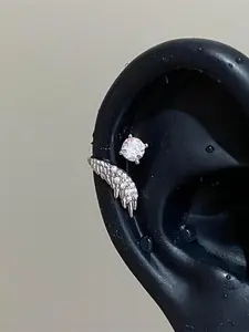 Elegant Angel Wing Zircon Ear Studs, Right Ear Wear, Perfect for Daily Use, Parties & Travel, Ideal Gift for Friends & Family