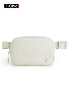 Women's Solid Color Quilted Belt Bag, Fashionable Crossbody Zipper Fanny Pack for Women, Casual Versatile Waist Bag with Adjustable Strap