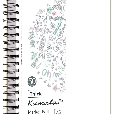 Ohuhu Marker Pad Art Sketchbook: 7"x10", 160 lb/280 GSM Heavyweight Smooth Surface, FSC Certified 380 GSM Card Stock, 50 Sheets/100 Pages Double-Sided Bleedproof, Spiral-Bound Office Art Supply for Alcohol Markers -  Marker Pad Series of Ohuhu