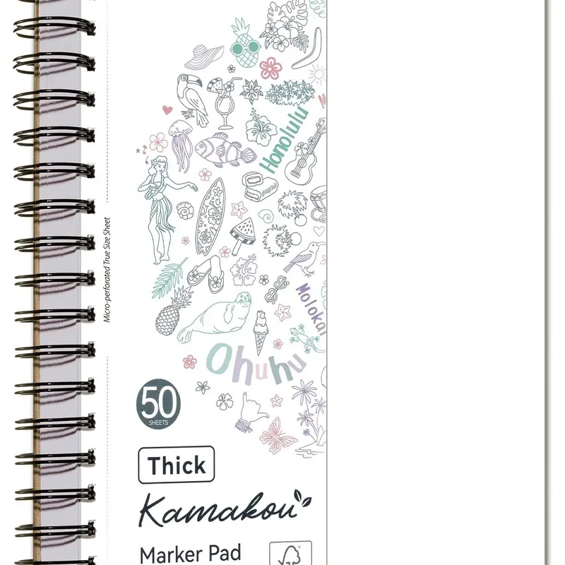 Ohuhu Marker Pad Art Sketchbook: 7"x10", 160 lb/280 GSM Heavyweight Smooth Surface, FSC Certified 380 GSM Card Stock, 50 Sheets/100 Pages Double-Sided Bleedproof, Spiral-Bound Office Art Supply for Alcohol Markers -  Marker Pad Series of Ohuhu