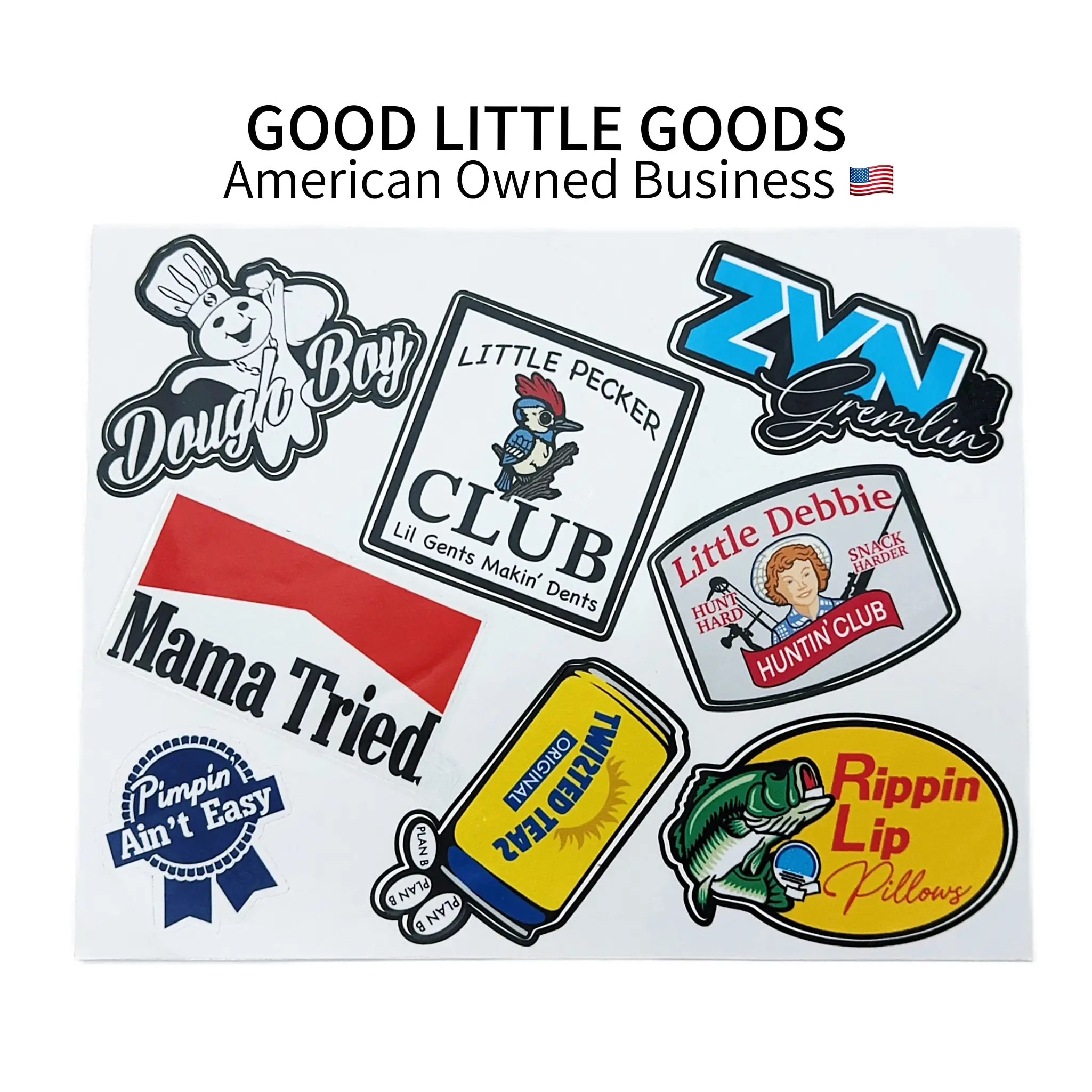 GoodLittleGoods 2Set of Funny Humor Vinyl Sticker Pack - 8 Pcs Waterproof Stickers for Personalizing Laptops, Phones, Scrapbooking, and More