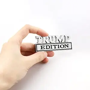 3D Metal Trump Edition Car Badge, Premium Exterior Emblem Decal for Hood, Door, Fender, Trunk & Bumper, Compatible with Chevy Silverado/GMC Sierra/Ford Series Truck SUV, Silver Black