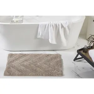 Better Trends Hugo 100% Cotton Tufted Non-Slip Backing Bath Rug 21" x 34" Rectangle - Beige