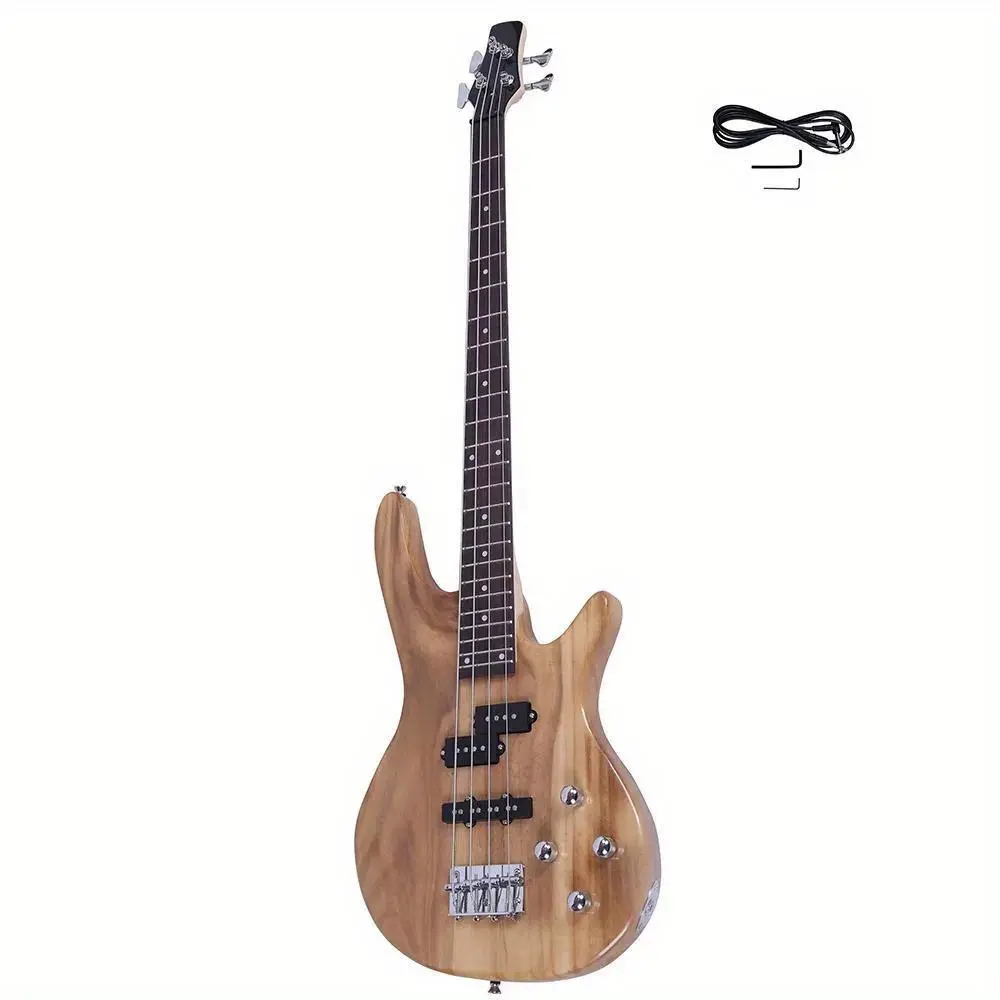 Bass Guitar - Exquisite, Stylish Classic Model with Power Line and Wrench Tool, Ideal for Musicians