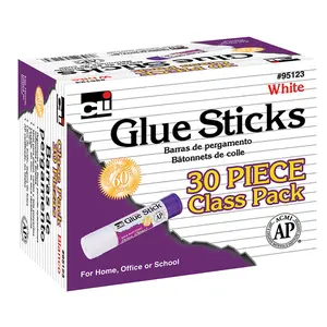 212 MAIN White Glue Sticks (CHL95123-2), Washable, 30 Per Pack, Bulk Packs of 2