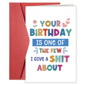1pc Greeting Card Sarcastic Humor Birthday Card for Best Friend, Funny Birthday Card for Sister Brother Bestie, Funny Dad Card, Your Birthday Is One Of The Few I Give a Shit About