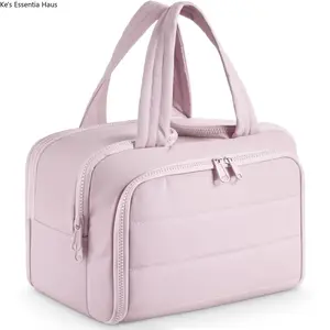 4-in-1 Puffy Travel Toiletry Bag for Women Large Capacity Makeup Organizer 4 Compartments Wet Dry Separation Lightweight Waterproof Anti-Spill Multi-Functional Cosmetic Bag Travel Gym Bathroom Gift