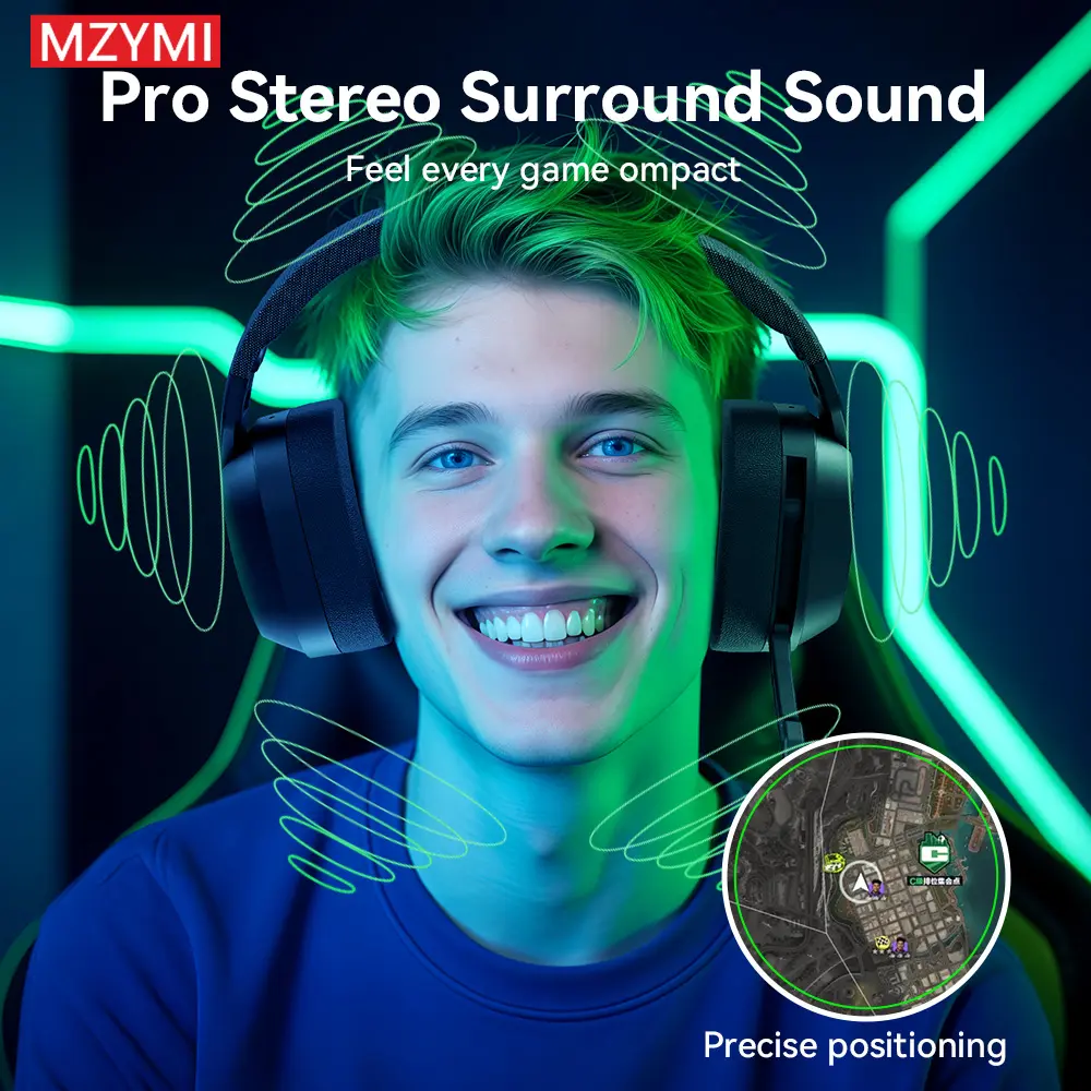 MZYMI Wired Gaming Headset with Wired+Bluetooth, 2.4 GHz Professional E-Sports Design for PC & Nintendo Switch, Fortnite-Compatible Gaming Headphones