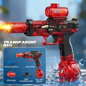 Quriov Powerful Automatic Electric Water Gun with Realistic Glowing Muzzle, 320cc Large Capacity, Long Range Up to 32 Feet, Summer Outdoor Fun Toy for Adults and Kids, Perfect Gift for Summer