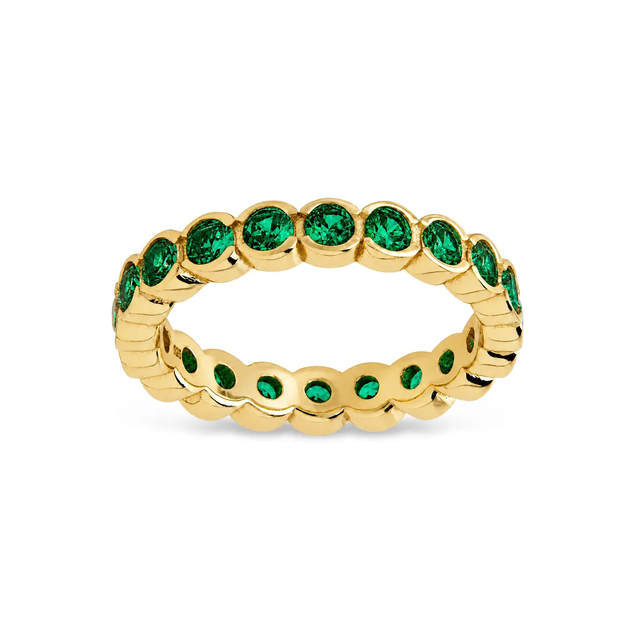 Sterling Silver Emerald Helene Bezel Eternity Band Ring