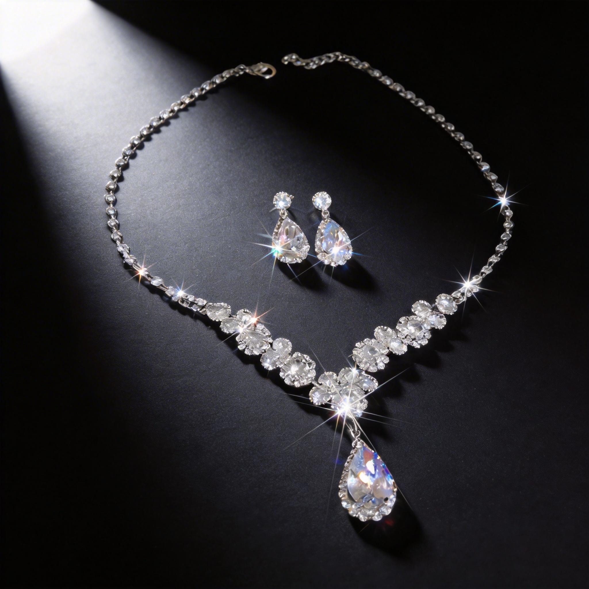 Vintage Hypoallergenic Aurora Necklace Set, 2-Piece Design, a Warm Gift to Remind Her of Your Love Dainty Hypoallergenic Aurora Jewelry Set, CZ Embellished, Perfect for Wedding/Gala, a Thoughtful Gift