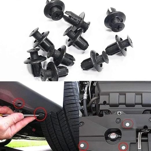 100 PCS Bumper Push Fasteners Rivet Clip Kit, ABS Retainer Expansion Screws with Removal Tool, 6 Popular Sizes Fenders/Body Fixing Clips, Universal for Most Cars, Trucks, SUVs (Black&White)