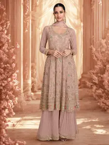 Women’s Georgette Embroidered Sharara Wedding Set with Dupatta