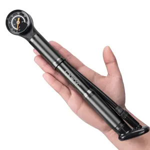 Bike Pump Portable- Mini Bicycle Pump with Pressure Gauge Fits Presta and Schrader Valves- 120PSI High Pressure Bike Air Pump with Mounting Bracket