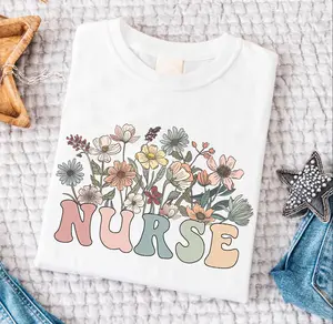 Gildan Wildflowers Nurse Shirt For Work RN Shirt Registered Nurse Sweatshirt Nursing School Tee Nurse Tshirt Fit Soft Breathable Cotton Top Women's Everyday Comfort