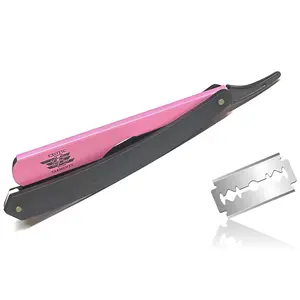 Straight Edge Classic Razor - Hair Stylist, Barber Grooming Razor Knife Lightweight Pink and Black