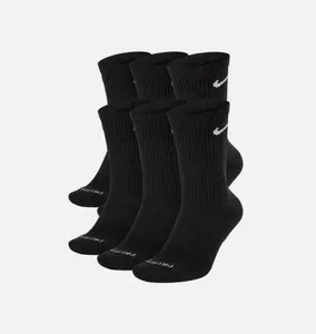 Nike Men's Everyday Plus Black Crew Socks Size Large 6 Pack Training