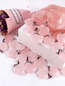 Natural Crystal Heart Pendants, Healing Chakra Decorations, Stainless Steel Chain, Home Ornament Set of 5/10/20 Pieces