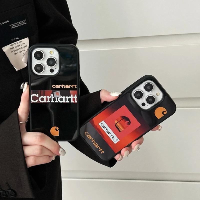 CARHARTT Mirror Phone Case – Hard Plastic Reflective Back Cover for iPhone 12 13 14 15 16 Pro & Pro Max, Stylish Anti-Scratch Protective Case