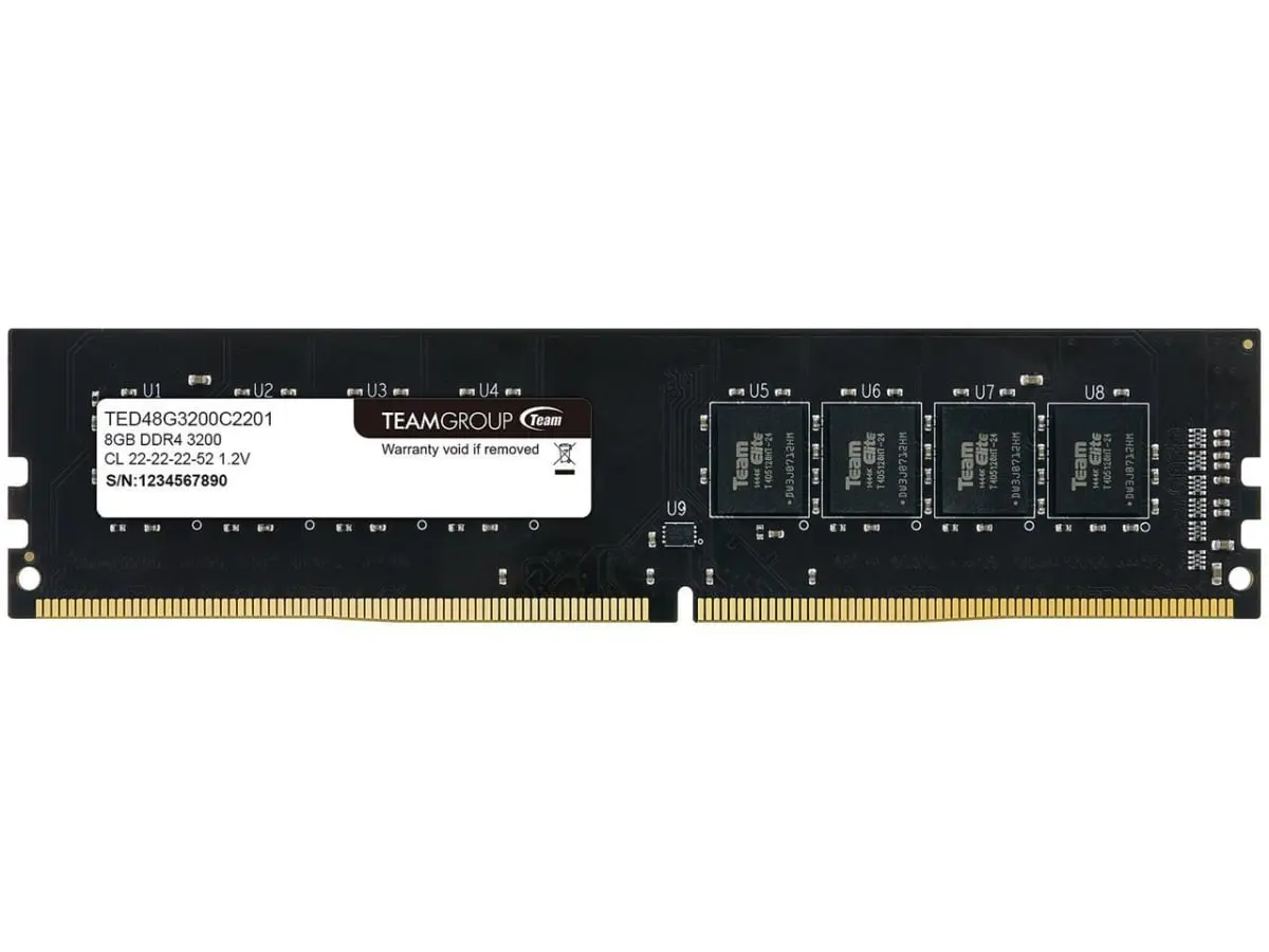 Team TED48G3200C2201 Elite Desktop RAM Module - 8GB 288-Pin Unbuffered DDR4 3200 DIMM SDRAM, 1.20v High-Speed for PC, Delivers Greatest Level of Performance and Stability