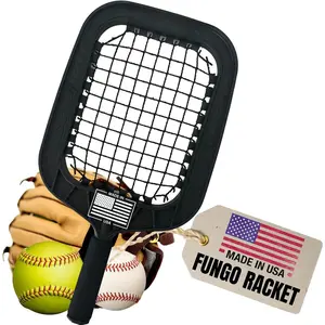 Fungo Racket for Baseball & Softball  - Baseball Racket with Durable Frame & Replaceable Netting - Quality Design for Accurate Fly Balls & Grounders -  Made (26 Ounce, Black)