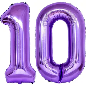 Number 10 Purple Balloons 40 Inch Giant Purple 10 Number Foil Helium Balloons for 10th Purple Birthday Party Supplies 10th Anniversary Events Decorations
