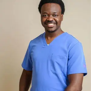 CIEL BLUE MEN'S MEDICAL SCRUB TOP