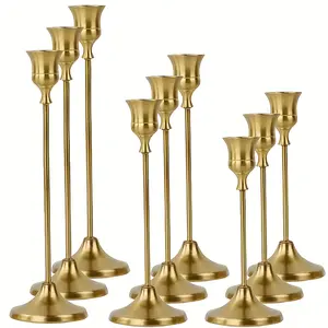 2 sets (6 pieces in total) of candle holders, cone-shaped candle holders, vintage gold-plated brass vintage candle holders, suitable for fireplace, party, dining, and home decoration, suitable for wedding, dinner, and party decoration (excluding candles)