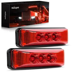 Nilight 3.9 Inch Red LED Fender/Side Marker Light (Pair)