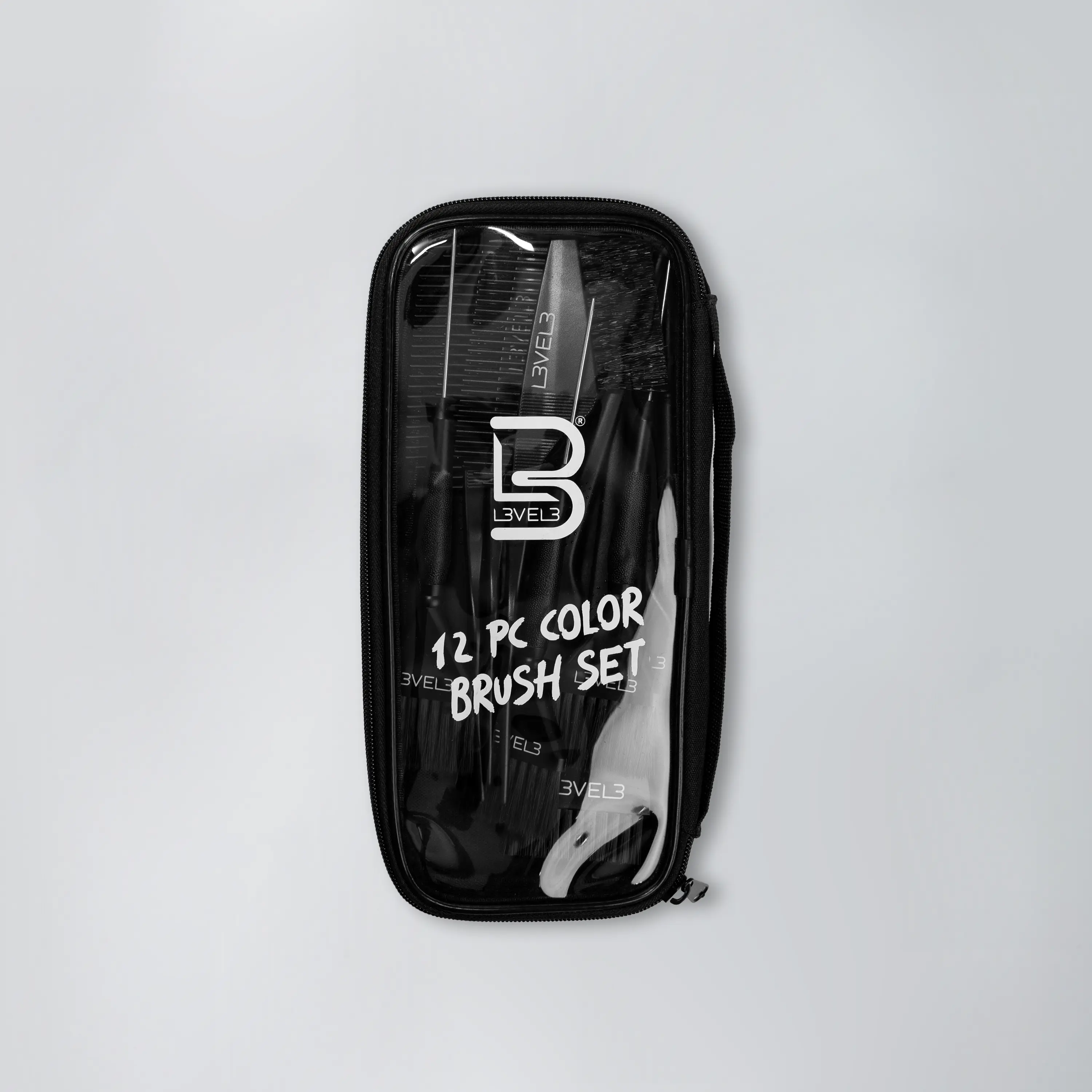 L3VEL3 12 PC Color Brush Set - Black Storage Case with Labeling